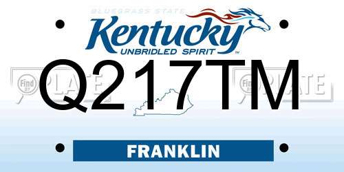 Q217TM Kentucky License Plate