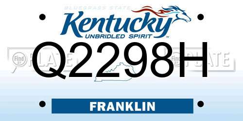 Q2298H Kentucky License Plate