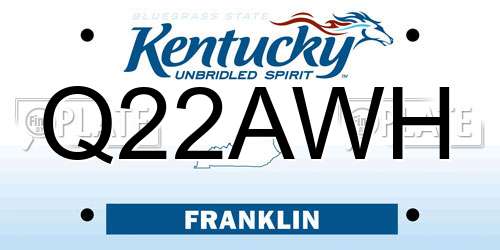 Q22AWH Kentucky License Plate