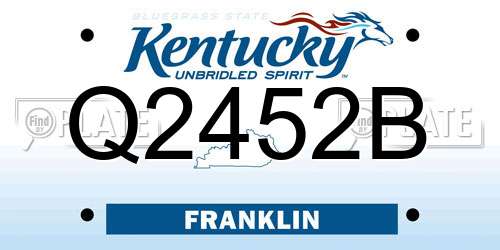 Q2452B Kentucky License Plate