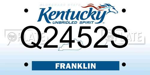 Q2452S Kentucky License Plate