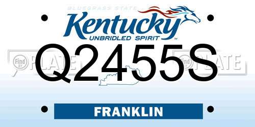 Q2455S Kentucky License Plate