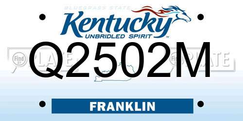 Q2502M Kentucky License Plate