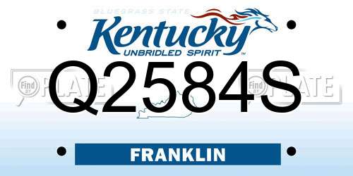 Q2584S Kentucky License Plate