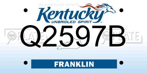 Q2597B Kentucky License Plate