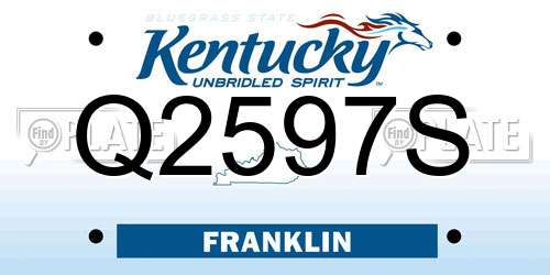Q2597S Kentucky License Plate