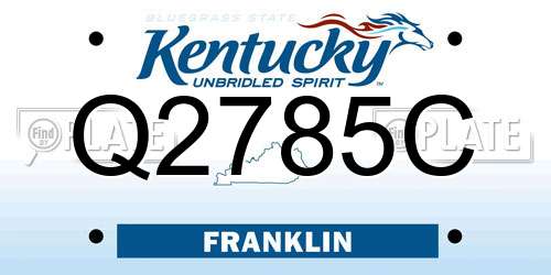 Q2785C Kentucky License Plate