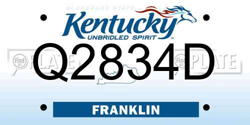 Q2834D Kentucky License Plate