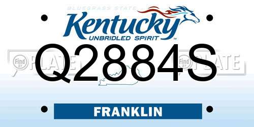 Q2884S Kentucky License Plate