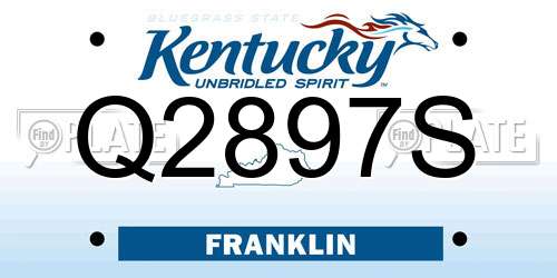 Q2897S Kentucky License Plate