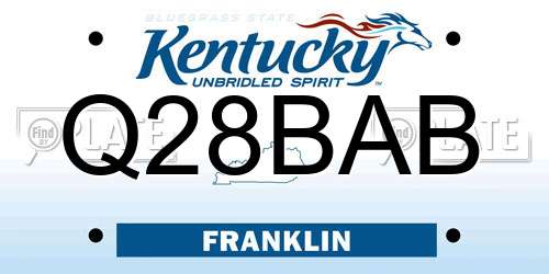 Q28BAB Kentucky License Plate