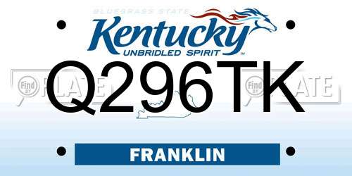 Q296TK Kentucky License Plate