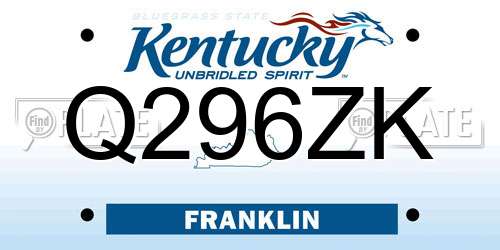 Q296ZK Kentucky License Plate