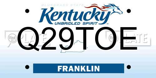 Q29TOE Kentucky License Plate