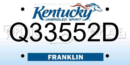 Q33552D Kentucky License Plate