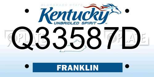 Q33587D Kentucky License Plate
