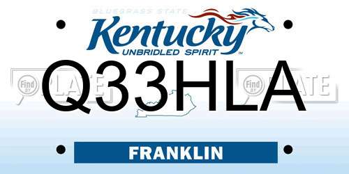 Q33HLA Kentucky License Plate