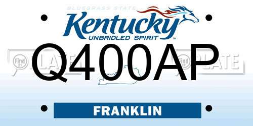 Q400AP Kentucky License Plate