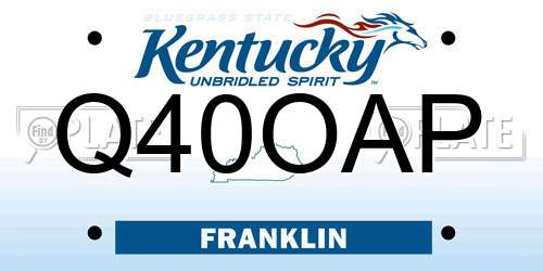 Q40OAP Kentucky License Plate