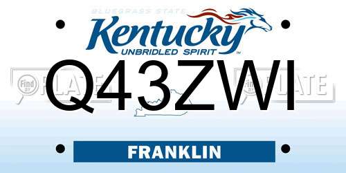 Q43ZWI Kentucky License Plate