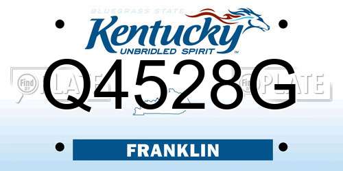 Q4528G Kentucky License Plate
