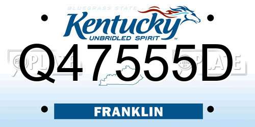 Q47555D Kentucky License Plate