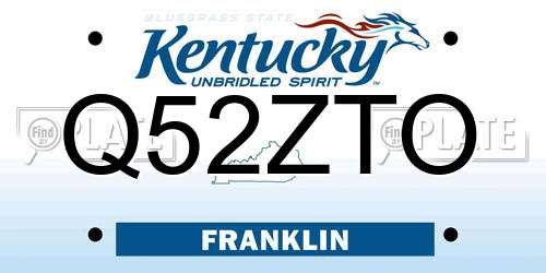 Q52ZTO Kentucky License Plate