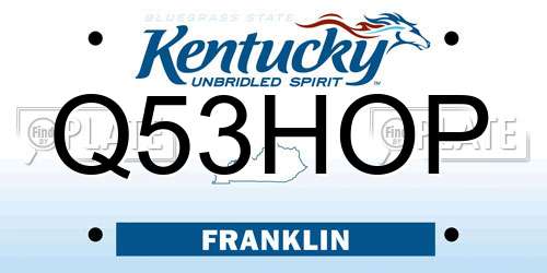 Q53HOP Kentucky License Plate