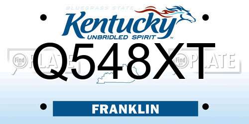 Q548XT Kentucky License Plate