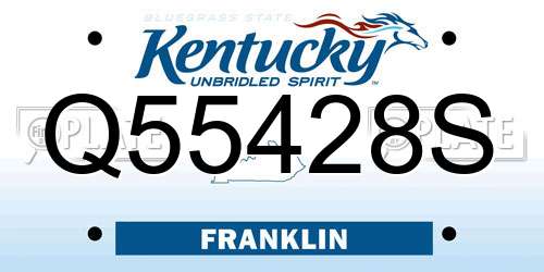Q55428S Kentucky License Plate