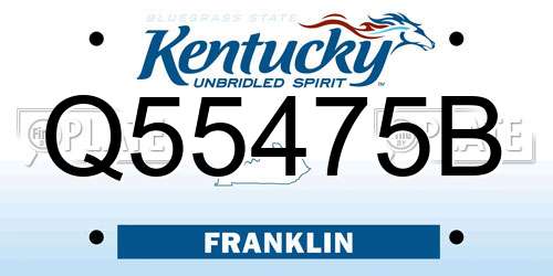 Q55475B Kentucky License Plate