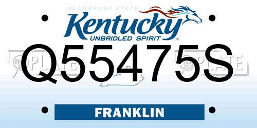 Q55475S Kentucky License Plate