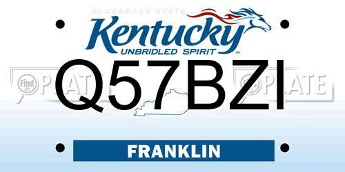 Q57BZI Kentucky License Plate