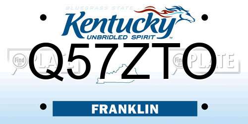Q57ZTO Kentucky License Plate