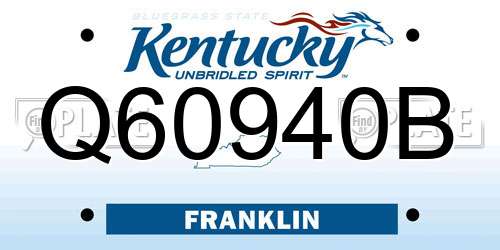 Q60940B Kentucky License Plate
