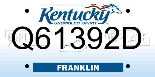 Q61392D Kentucky License Plate