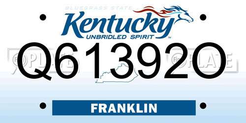 Q61392O Kentucky License Plate