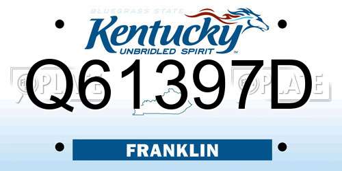 Q61397D Kentucky License Plate