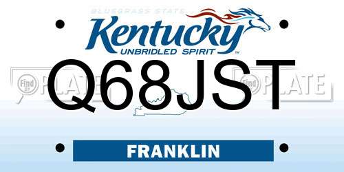 Q68JST Kentucky License Plate