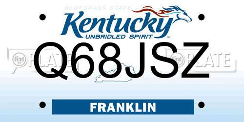 Q68JSZ Kentucky License Plate