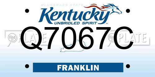 Q7067C Kentucky License Plate