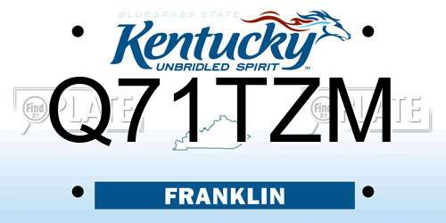 Q71TZM Kentucky License Plate