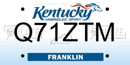 Q71ZTM Kentucky License Plate