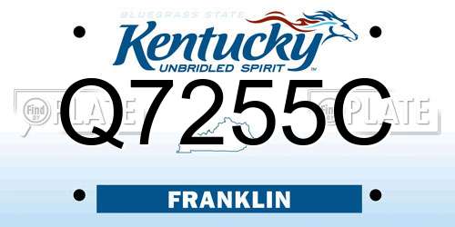 Q7255C Kentucky License Plate