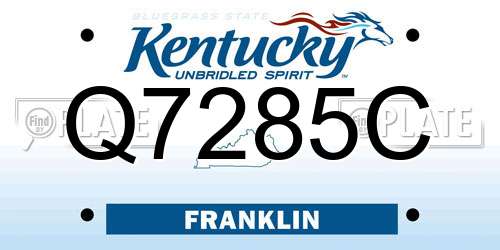 Q7285C Kentucky License Plate