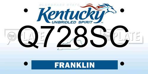 Q728SC Kentucky License Plate