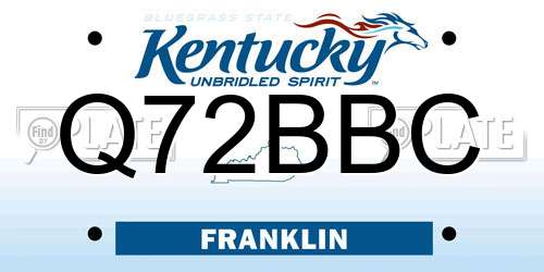 Q72BBC Kentucky License Plate