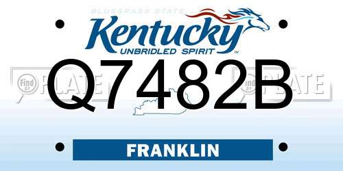 Q7482B Kentucky License Plate