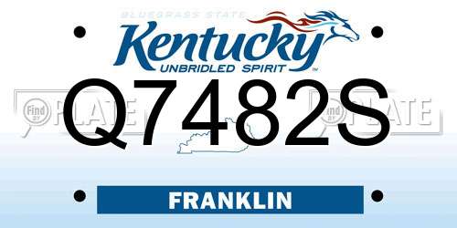 Q7482S Kentucky License Plate
