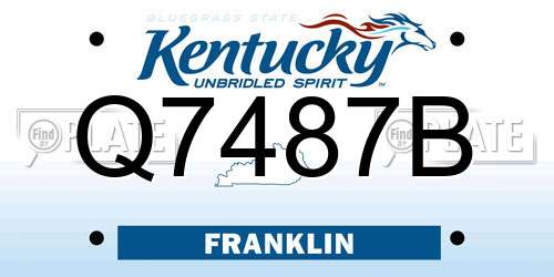 Q7487B Kentucky License Plate
